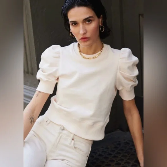 Soldout.nyc Organic Cotton Puff Sleeve Sweatshirt | Black | Womens Medium - Picture 6 of 15